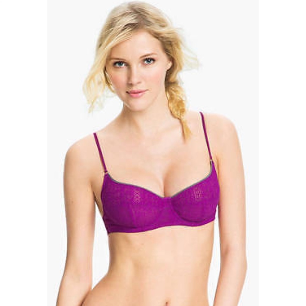 Free People fuchsia balconette crochet bra